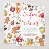 Invitation Cookies et cocktails Fête de Noël (Devant / Derrière)