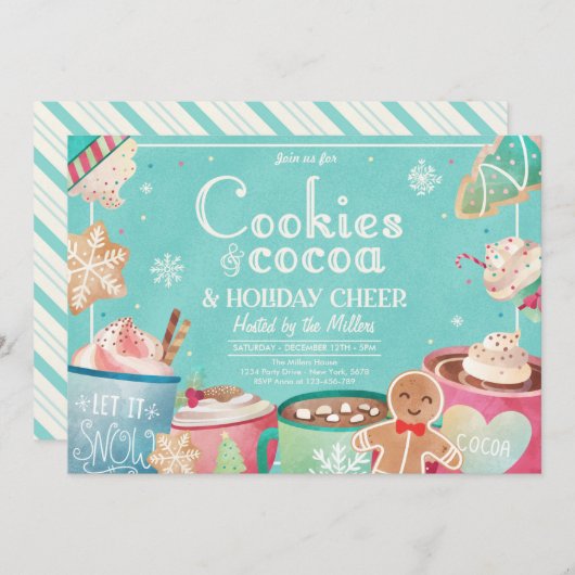 Invitation Cookies Et Fête De Noël De Fête Du Coca Chaud (Devant / Derrière)