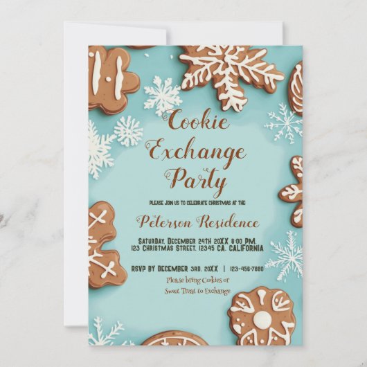 Invitation Cookies Et Flammes De Neige Cookie Exchange Party (Devant)