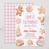 Invitation Cookies Exchange Pink Christmas Holiday Party (Devant / Derrière)