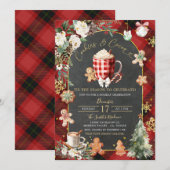 Invitation Cookies Hot Coca Plaid Red Black Christmas Party (Devant / Derrière)