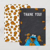 Invitation Cookies Monster Chalkboard Baby shower Merci (Devant / Derrière)