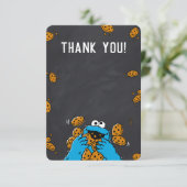 Invitation Cookies Monster Chalkboard Baby shower Merci (Debout devant)