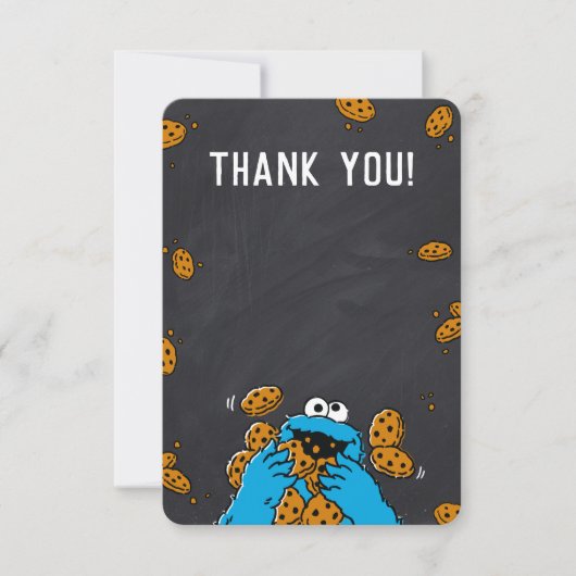 Invitation Cookies Monster Chalkboard Baby shower Merci (Devant)