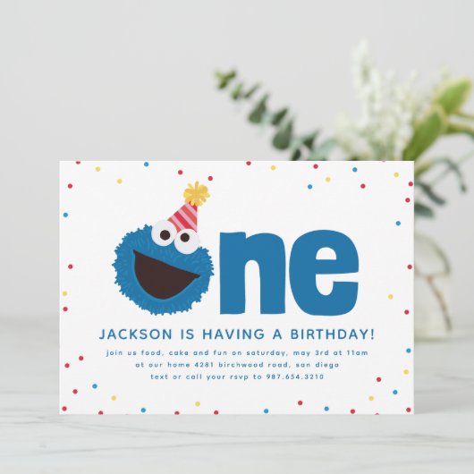 Invitation Cookies Monster One (Debout devant)