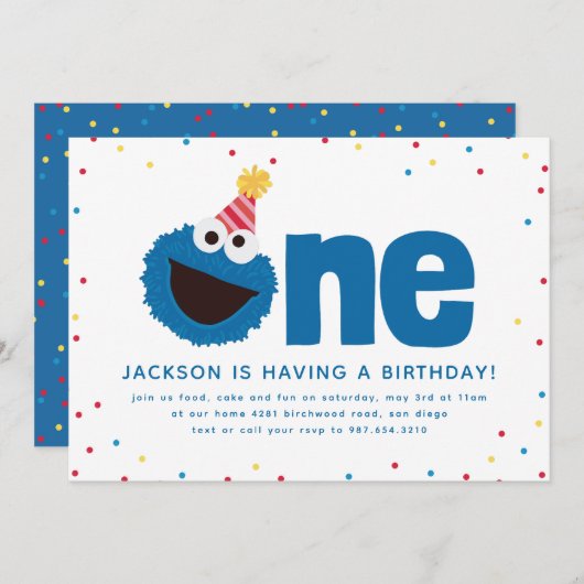 Invitation Cookies Monster One (Devant / Derrière)