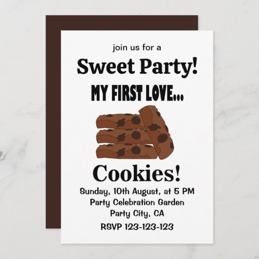 Invitation Cookies My First Love Cookies Sweet Party (Devant / Derrière)