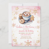 Invitation Cookies roses et cacao chaud Snowflake 6e annivers (Devant)