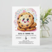 Invitation Cookies roses imprimés personnalisés Anniversaire (Debout devant)