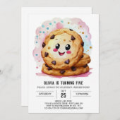 Invitation Cookies roses imprimés personnalisés Anniversaire (Devant / Derrière)