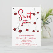 Invitation Cool à main dessinée whimsy joueuse cerise douce 1 (Debout devant)