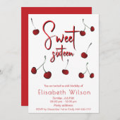 Invitation Cool à main dessinée whimsy joueuse cerise douce 1 (Devant / Derrière)