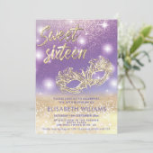 Invitation Cool Adorable Masquerade chic lilas or glittery (Debout devant)