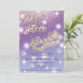 Invitation Cool Adorable Masquerade chic lilas or glittery (Debout devant)
