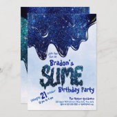 Invitation Cool Adulte Bleu Éperche Parties scintillant mince (Devant / Derrière)