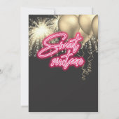 Invitation Cool amusant ballon rose or scintille feux d'artif (Dos)