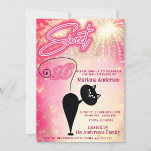 Invitation Cool amusant whimsy chat ballon scintillant feux d