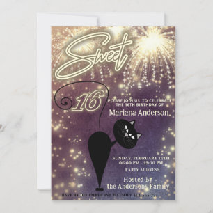 Invitation Cool amusant whimsy chat ballon scintillant feux d