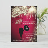 Invitation Cool amusant whimsy chat ballon scintillant feux d (Debout devant)