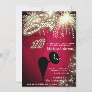 Invitation Cool amusant whimsy chat ballon scintillant feux d