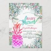 Invitation Cool Ananas Feuille tropical Baby shower (Devant / Derrière)
