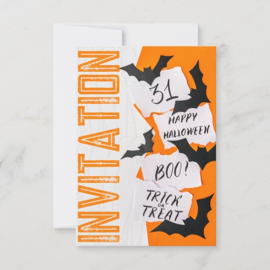 Invitation Cool and Fun, Front to Back Halloween (Devant)