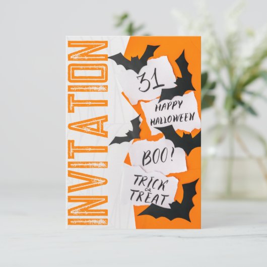 Invitation Cool and Fun, Front to Back Halloween (Debout devant)
