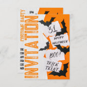 Invitation Cool and Fun, Front to Back Halloween (Devant / Derrière)