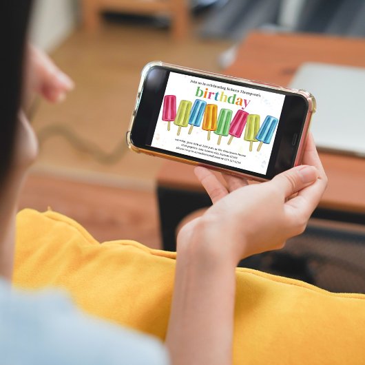 Invitation Cool Anniversaire Rainbow Popsicles Sprinkles Cust