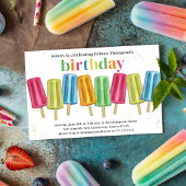 Invitation Cool Anniversaire Rainbow Popsicles Sprinkles Cust
