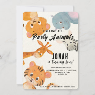 Invitation Cool appelant tous les animaux de parti Anniversai