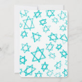 Invitation Cool aquarelle Aqua Star de David Bar Bat mitzvah (Dos)