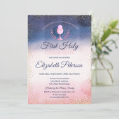 Invitation Cool Aquarelle Paint Splash Première Communion Sai (Debout devant)