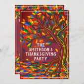 Invitation Cool Autumn Tree Thanksgiving Family Meetup Party (Devant / Derrière)