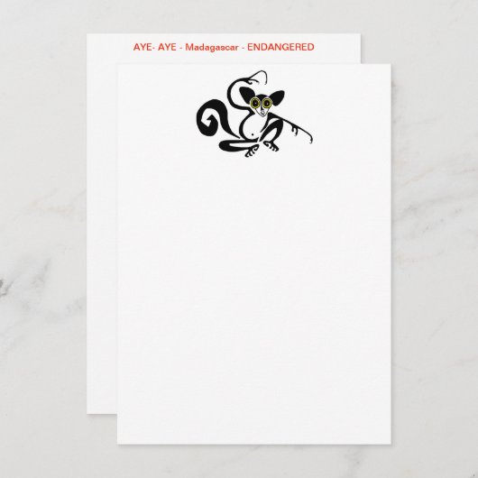 Invitation Cool AYE-AYE - Primate - Lemur - Madagascar (Devant / Derrière)