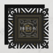 Invitation Cool Aztec Boho Black White Gold 50e anniversaire (Devant / Derrière)