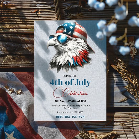 Invitation Cool Bald Eagle 4 juillet