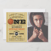 Invitation Cool Basketball Enfants Photo Anniversaire (Devant)