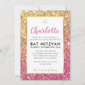 Invitation cool bat mitzvah luxe rose or parties scintillant  (Devant)