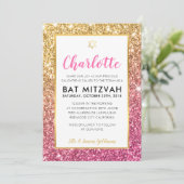 Invitation cool bat mitzvah luxe rose or parties scintillant  (Debout devant)