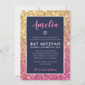 Invitation cool bat mitzvah marine rose or parties scintillan (Devant)