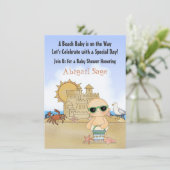 Invitation Cool Beach Baby et Sandcastle Baby shower neutre (Debout devant)
