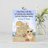 Invitation Cool Beach Baby Sandcastle Baby shower garçons (Debout devant)