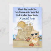 Invitation Cool Beach Baby Sandcastle Baby shower garçons (Devant)