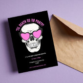 Invitation Cool Black and Pink Skull Bachelorette