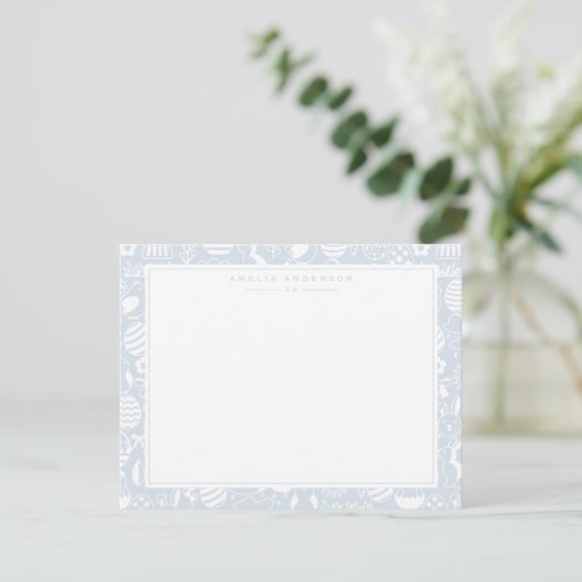 Invitation Cool Blue Easter Egg Frame Note Card (Debout devant)