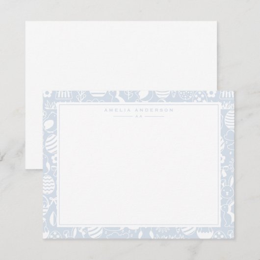 Invitation Cool Blue Easter Egg Frame Note Card (Devant / Derrière)