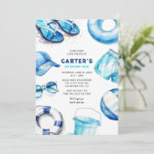 Invitation Cool Blue Summer Boys Anniversaire (Debout devant)