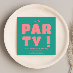 Invitation Cool Bold Pink Lets Part Typographie Anniversaire