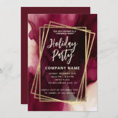 Invitation Cool bordeaux Abstraite aquarelle encre géométriqu (Devant / Derrière)
